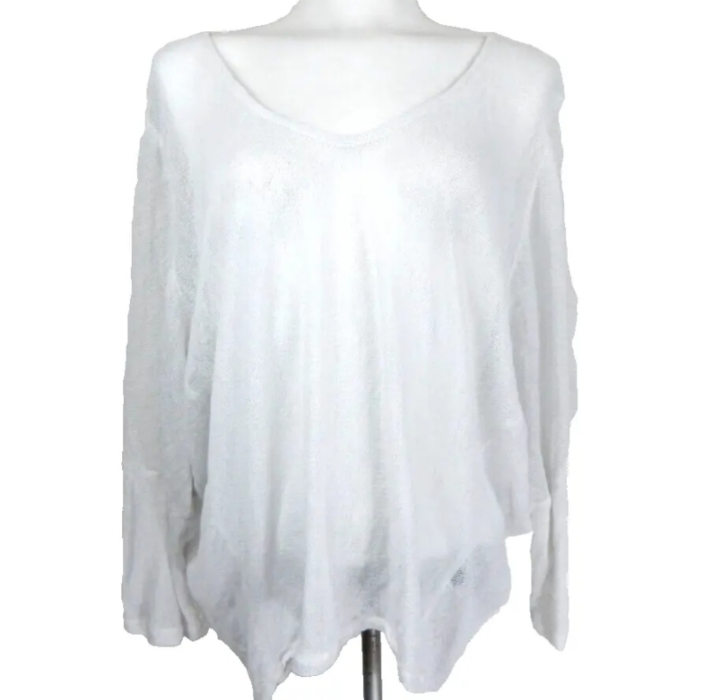 XCVI White Sheer Mesh Top